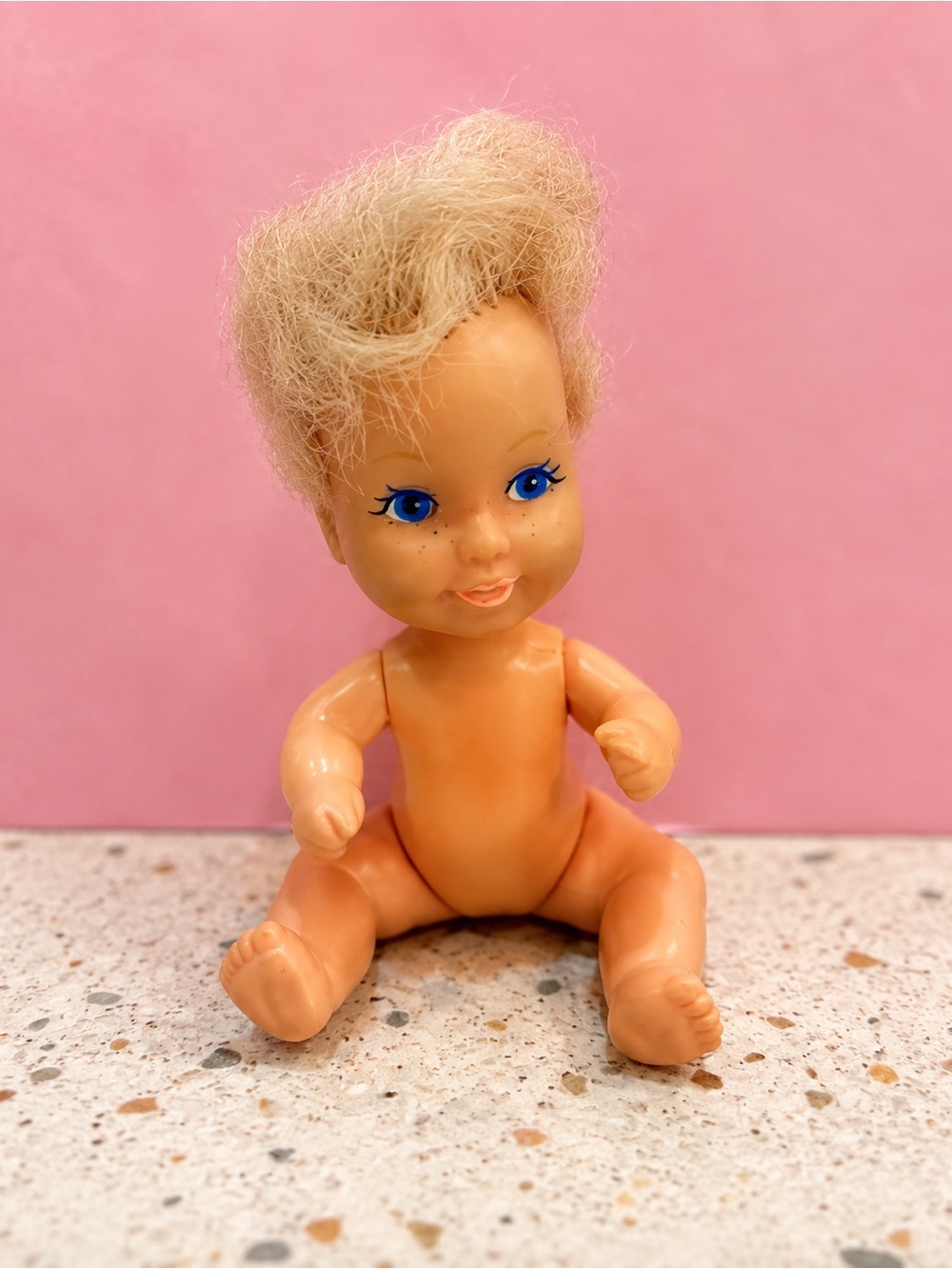 Vintage 1981 Mini Kidco Baby‎ Doll Blue Eyes Freckles 80s Toy